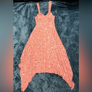 NWOT Women’s High Low Summer Floral Knee-length Dress Coral Size L